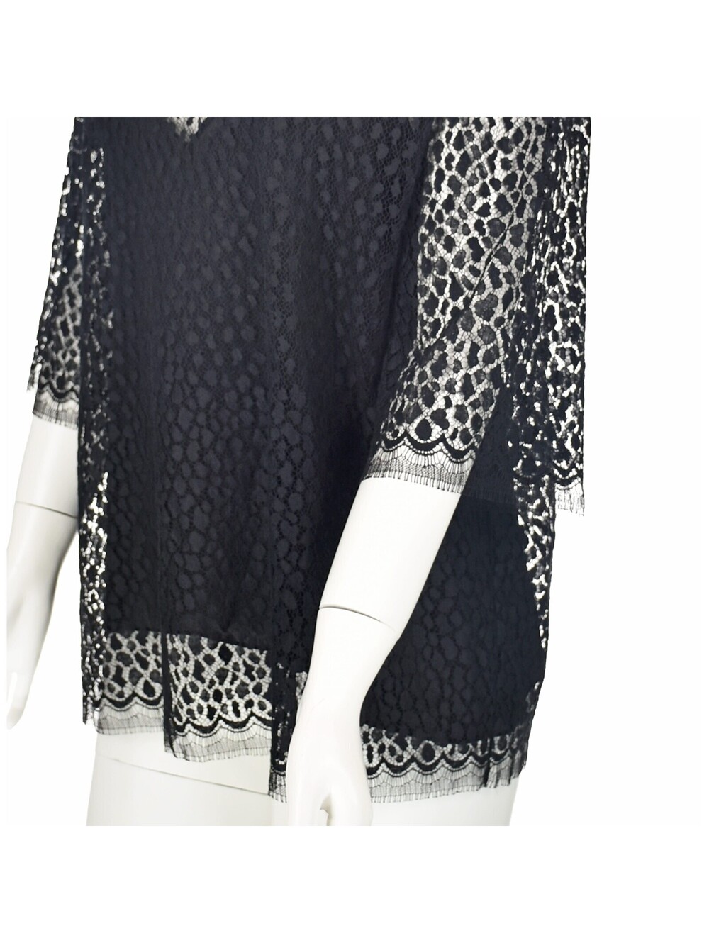 GIVENCHY Black Lace Mock Neck Blouse w Black Silk Camisole, SZ US8-10 NWOT - Picture 5 of 8